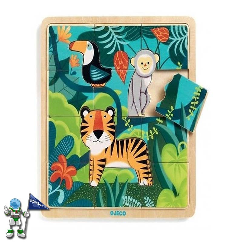 PUZZLE DE MADERA DJECO 15 PIEZAS JUNGLA PUZZLE DE MADERA DJECO 15 PIEZAS JUNGLA