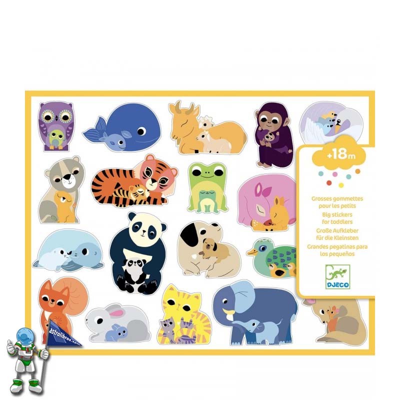 PEGATINAS GRANDES DE ANIMALES CON BEBÉS, DJECO PEGATINAS GRANDES DE ANIMALES CON BEBÉS, DJECO