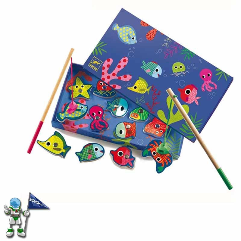 JUEGO DE PESCA IMANTADA, FISHING COLOUR, ANIMALES MAR, DJECO