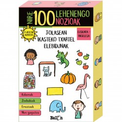 NIRE 100 LEHENENGO NOZIOAK, JOLASEAN IKASTEKO TXARTEL ELEBIDUNAK EUSKARA-INGELESA