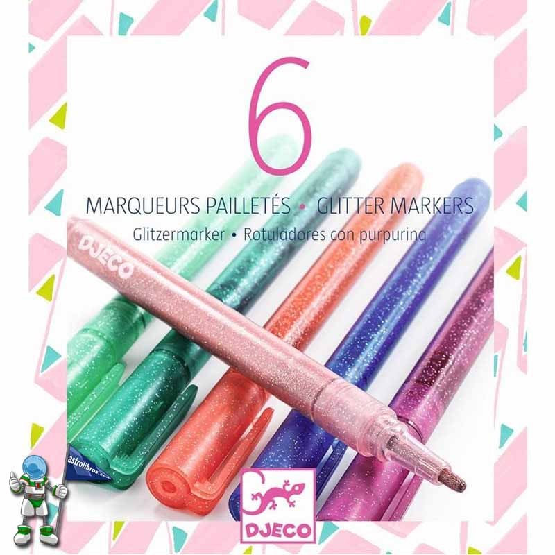 ROTULADORES CON PURPURINA 6 UNIDADES CON TONOS ROSAS , MANUALIDADES DJECO ROTULADORES CON PURPURINA 6 UNIDADES CON TONOS ROSAS , MANUALIDADES DJECO