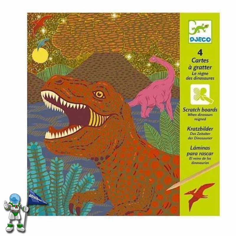 LÁMINAS PARA RASCAR EL REINO DE LOS DINOSAURIOS , MANUALIDADES DJECO