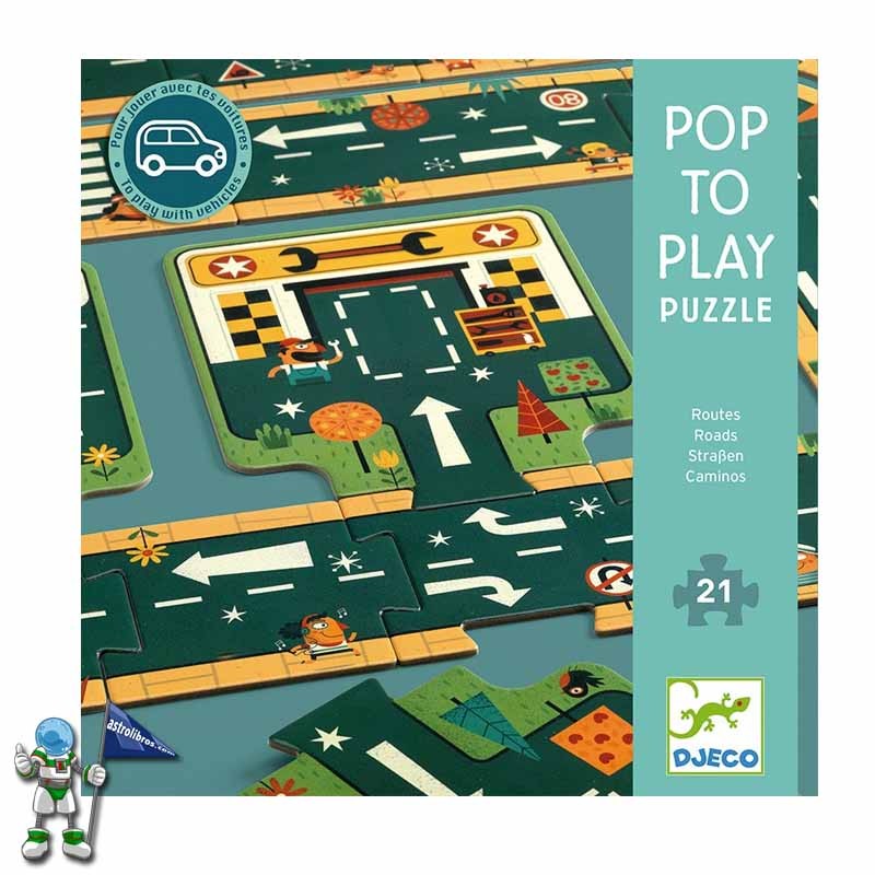 PUZZLE DJECO POP TO PLAY CARRETERAS 21 PIEZAS