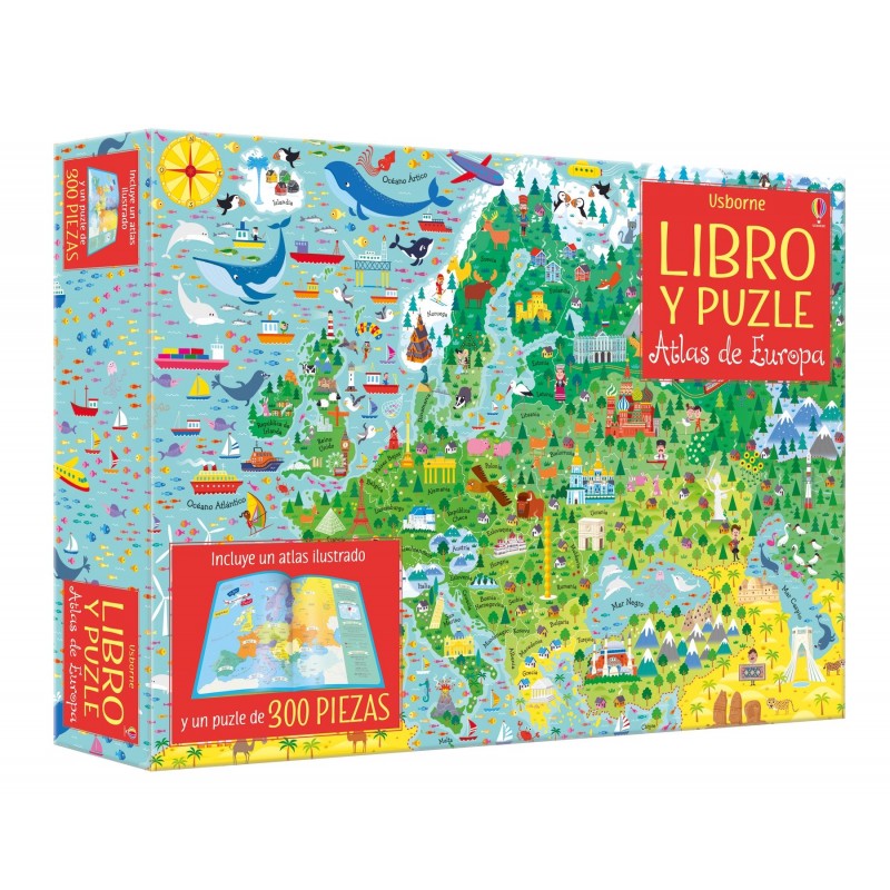 ATLAS DE EUROPA, LIBRO Y PUZZLE USBORNE