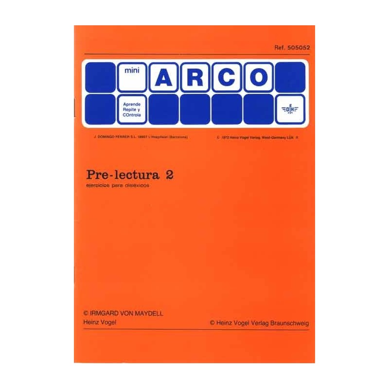 CUADERNO MINI ARCO, 505052, PRE-LECTURA 2, EJERCICIOS PARA DISLÉXICOS