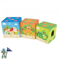 CUBOS APILABLES PEPE & FRIENDS, JUGUETES DE APRENDIZAJE TEMPRANO HAPE