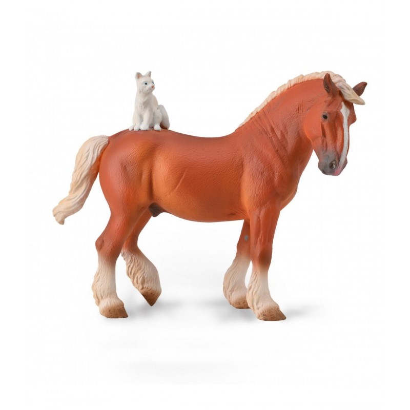 CABALLO DE TIRO CON GATO ENCIMA, FIGURAS DE ANIMALES CABALLO DE TIRO CON GATO ENCIMA, FIGURAS DE ANIMALES