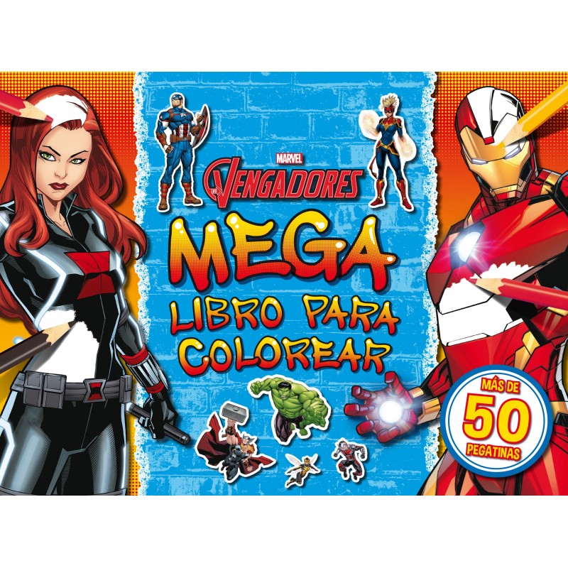 LOS VENGADORES, MEGALIBRO PARA COLOREAR 2 CON PEGATINAS