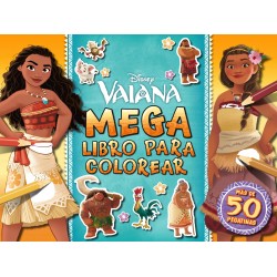 VAIANA, MEGALIBRO PARA COLOREAR CON PEGATINAS