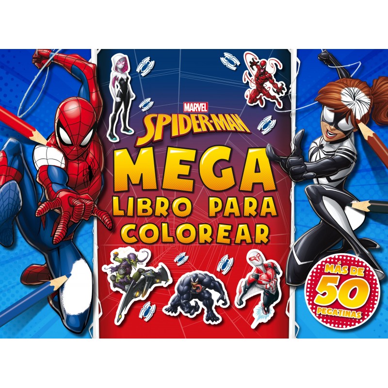 SPIDER-MAN, MEGALIBRO PARA COLOREAR 2 CON PEGATINAS