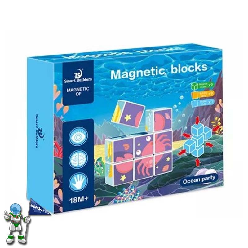 PUZZLE CUBOS MAGNÉTICOS 9 PIEZAS OCÉANO