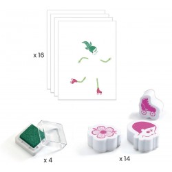 PITAR CON SELLOS CHICAS FLORES, KIT MANUALIDADES DJECO