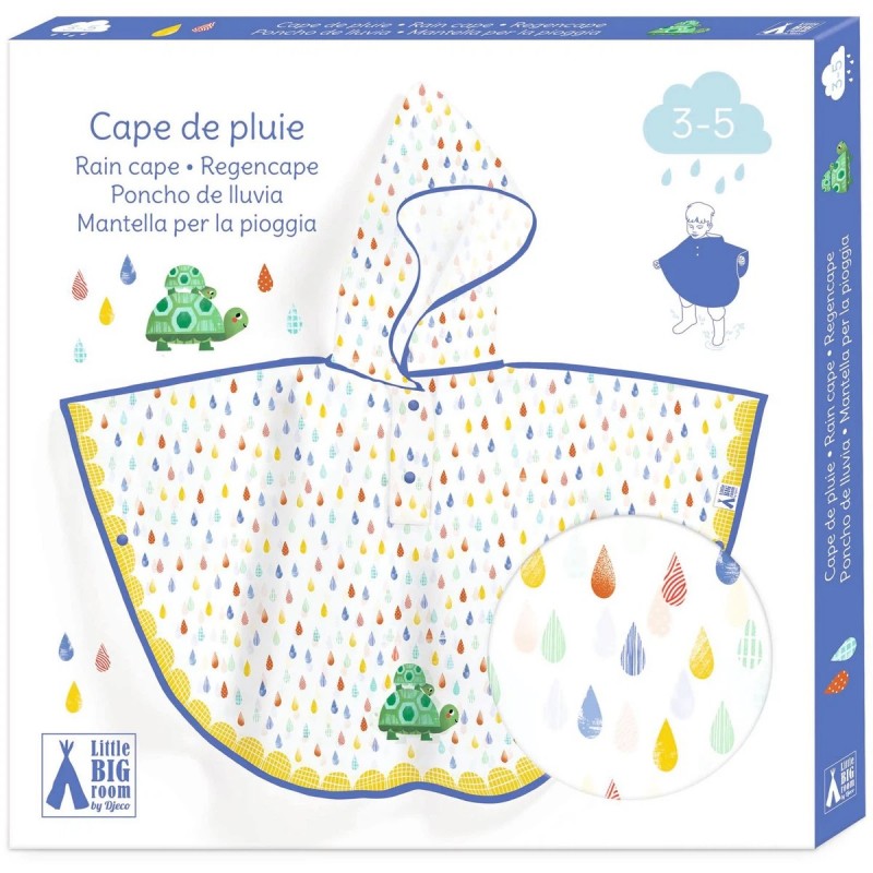 PONCHO DE LLUVIA TORTUGA TALLA XS 3-5 AÑOS DJECO