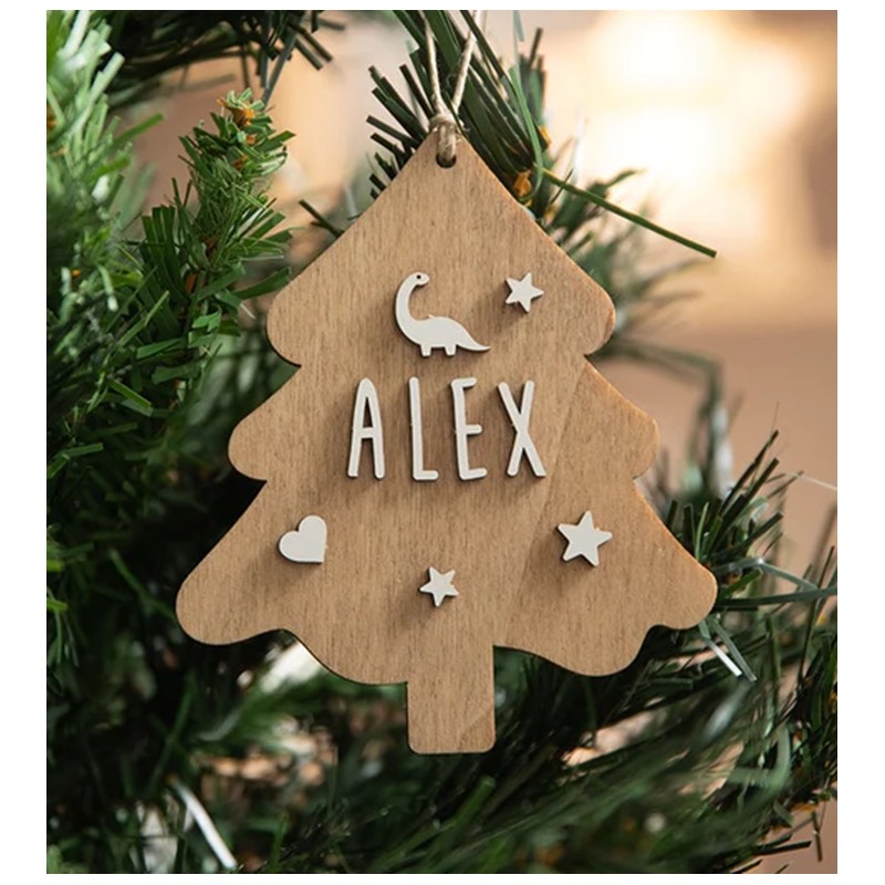 ADORNO ÁRBOL DE NAVIDAD DE MADERA PERSONALIZABLE CON KIT LETRAS Y SÍMBOLOS