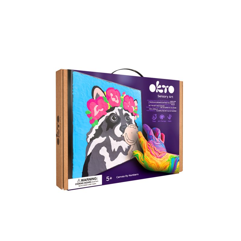 MAPACHE CREAR POR NÚMEROS, SET DE PINTURA CREATIVA 3D OKTO