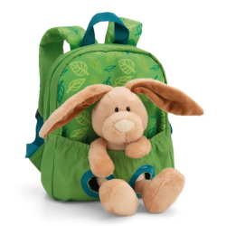 MOCHILA CON PELUCHE 21X26CM CONEJO VERDE