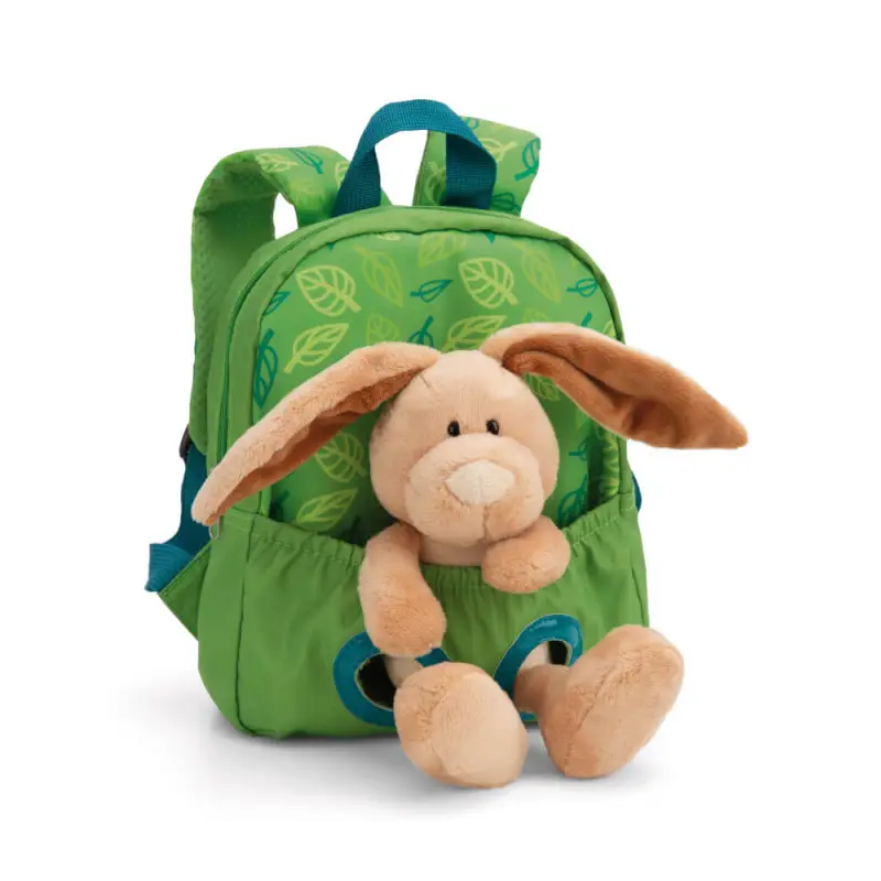 MOCHILA CON PELUCHE 21X26CM CONEJO VERDE