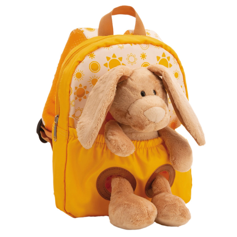 MOCHILA CON PELUCHE 21X26CM CONEJO AMARILLO