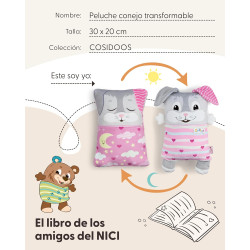 PELUCHE Y ALMOHADA REVERSIBLE COSIDOO NICI CONEJITO