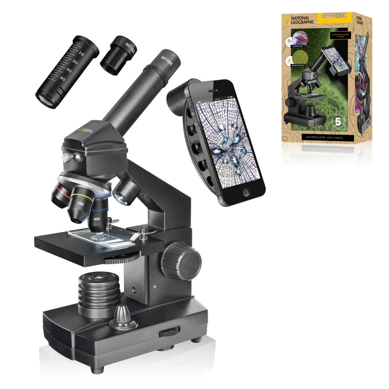 MICROSCOPIO NATIONAL GEOGRAPHIC CON SOPORTE PARA SMARTPHONE